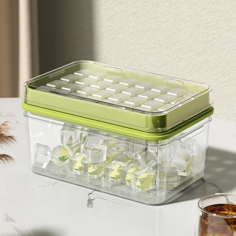 Transparent Refrigerator Food Grade Plastic Stackable Ice Tray with Ice Bucket Bin