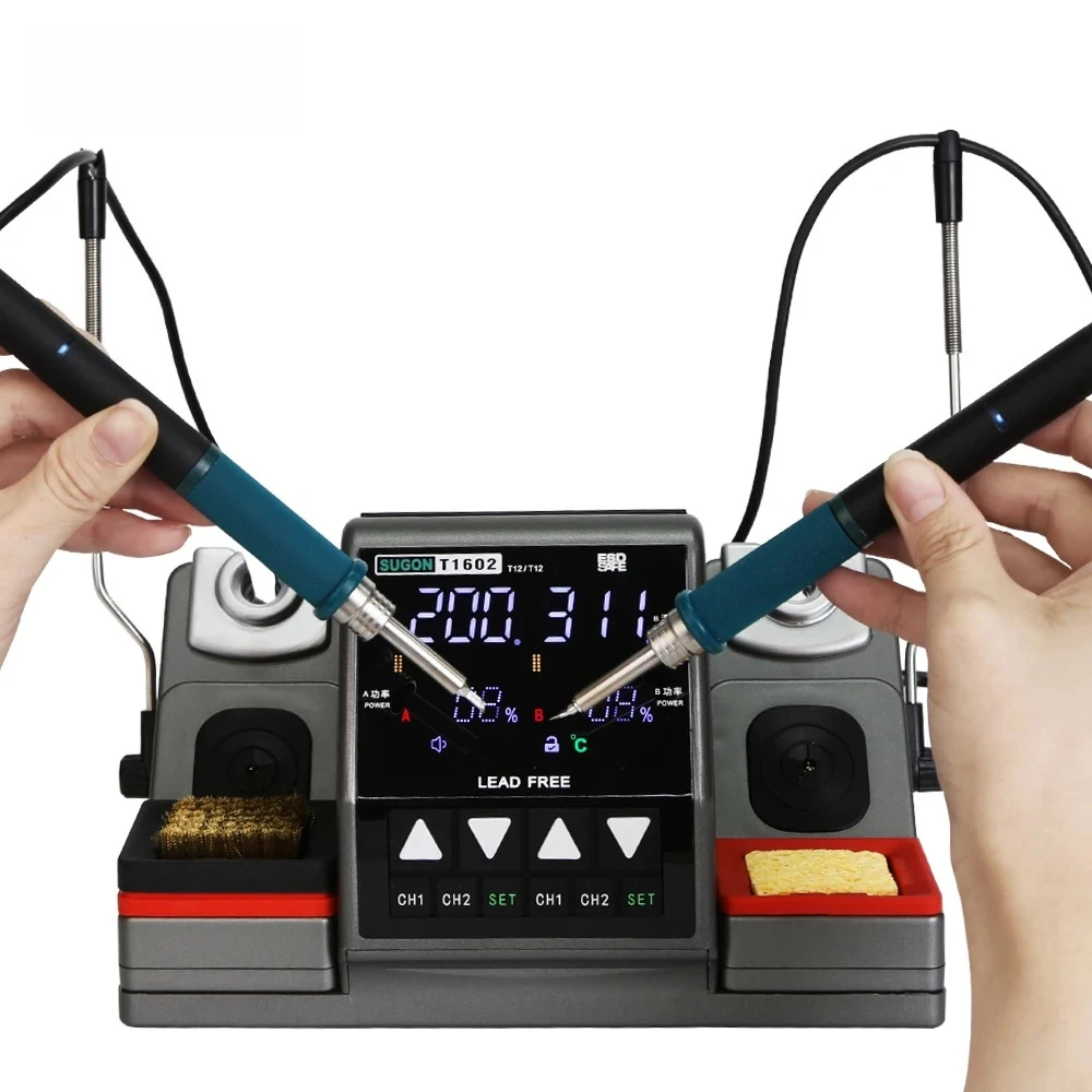New Product SUGON 2 In 1 Soldering Station T 1602 Hot Air Solder Rework Station Soldering Iron Station