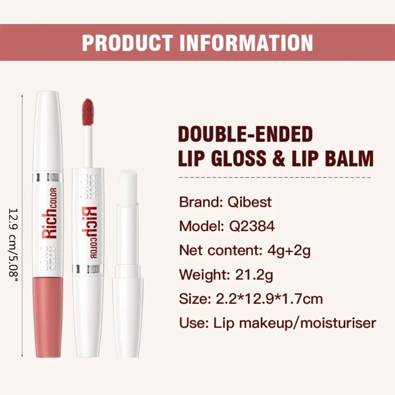 2 in 1 Double End Lip Gloss ลิปบาล์ม Matte Liquid ลิปสติก Long Lasting C1FF