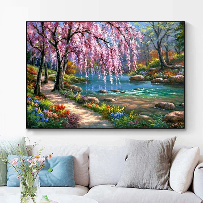 5D Diamond Painting Dreamy Spring Outing DIY Full Diamond Embroidery Restaurant Office Room Home Decor Diamond Cross Stitch Kits