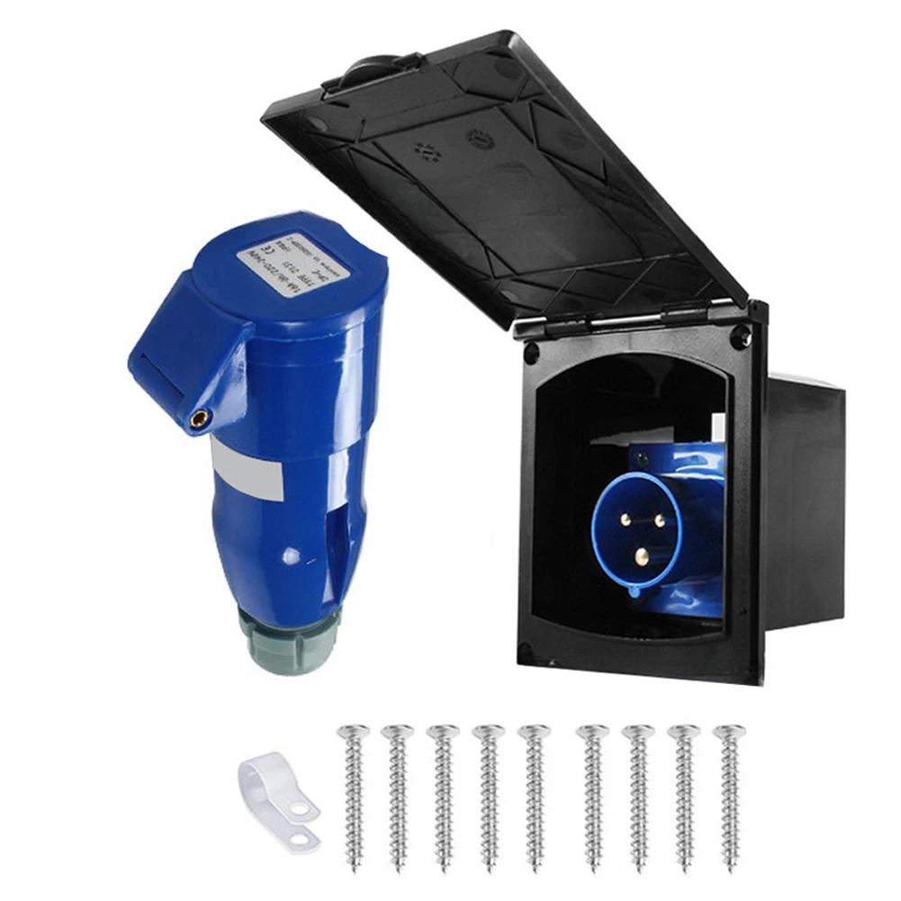 

Внешняя розетка 16А с водонепроницаемой крышкой IP44 для кемперов, прицепов и автофургонов. Подходит для наружного использования на 220 В 250 В.