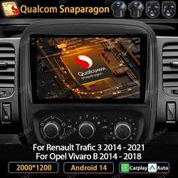 Android 14 Car Radio For Renault Trafic 3 2014 - 2021 For Opel Vivaro B 2014 - 2018 Multimedia Video Player GPS Carplay Auto 4G