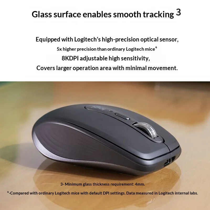 ماوس Logitech MX Anywhere 3S ذو أداء مدمج، تصميم مريح، قابل لإعادة الشحن، سريع التمرير لأجهزة الكمبيوتر المحمول Mac