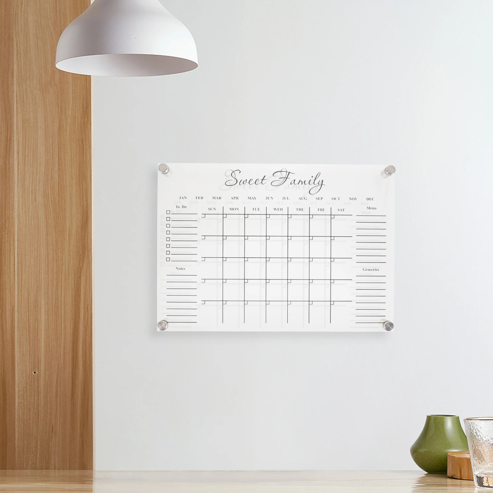 1 Set Transparent Acrylic Memo Board Modern Multi-Function Writing Message Note Board For Home Office School Erasable