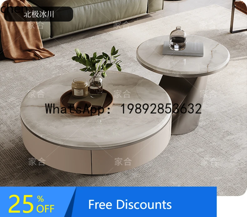 

light luxury simple coffee table round size round living room combination