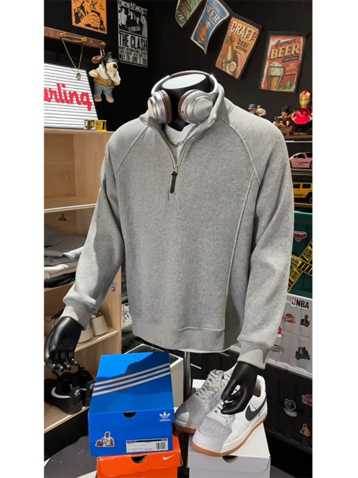 

Мужская толстовка с текстурой и молнией, осенне-зимняя, в американском стиле, с воротником-стойкой, утепленная, плотная, как куртка