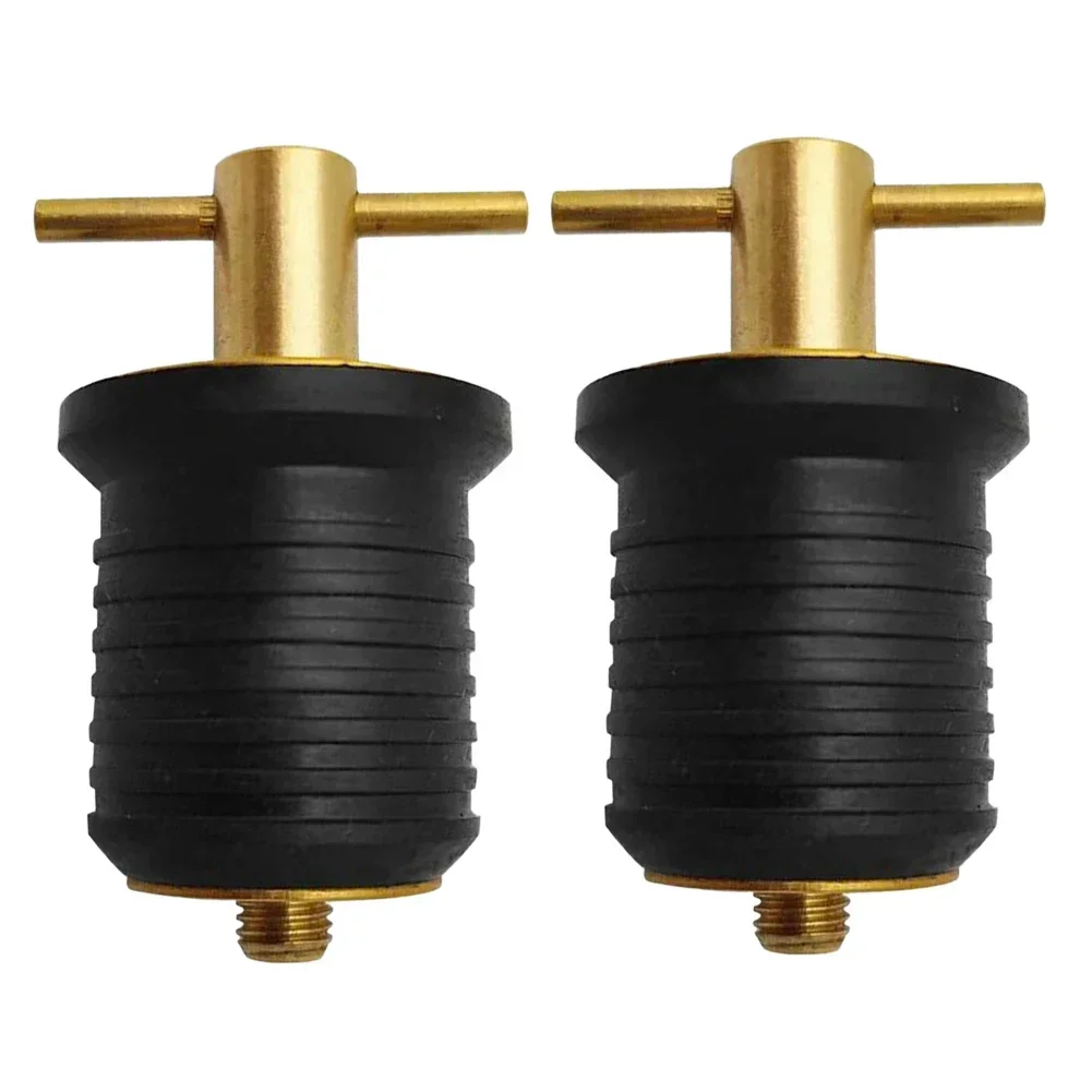 2pcs 25mm T-Handle Drain Plug Twist-Turn Marine Boats Drain Plugs Rubber Plugs With Brass Handle Boats Marine Accessories