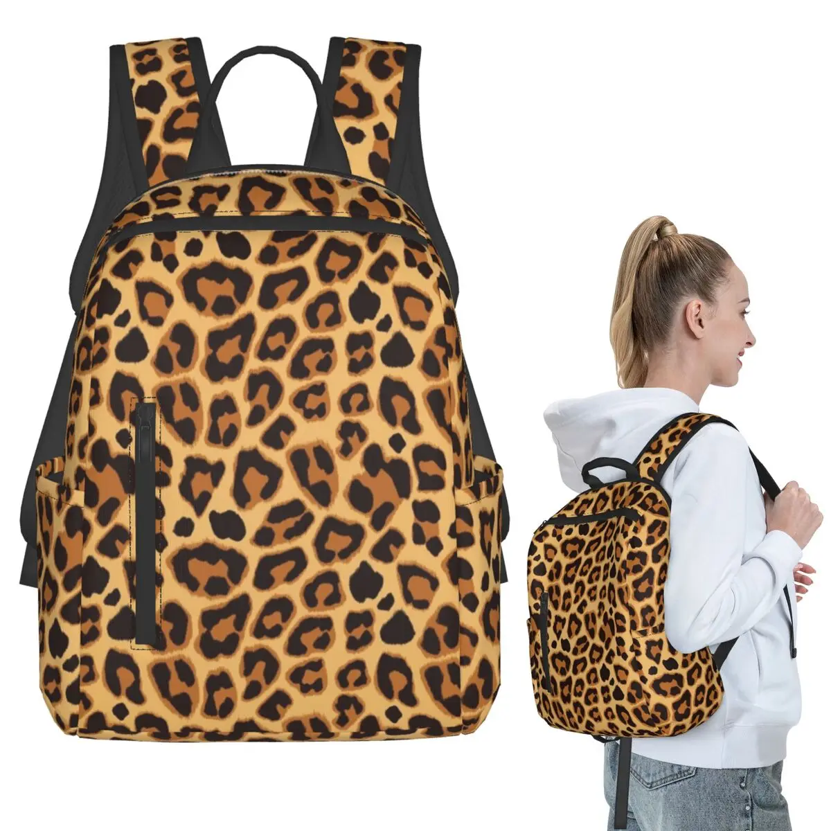 

Leopard Print Backpack Student BookBag Children School Bag Laptop Shoulder Bags Men Women