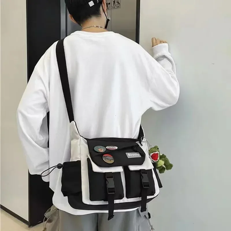 Borse a tracolla in nylon da uomo Harajuku per donna Borsa a tracolla Borse per libri scolastici per ragazze Borse di tela per giovani Borsa a tracolla Sac Bolsas