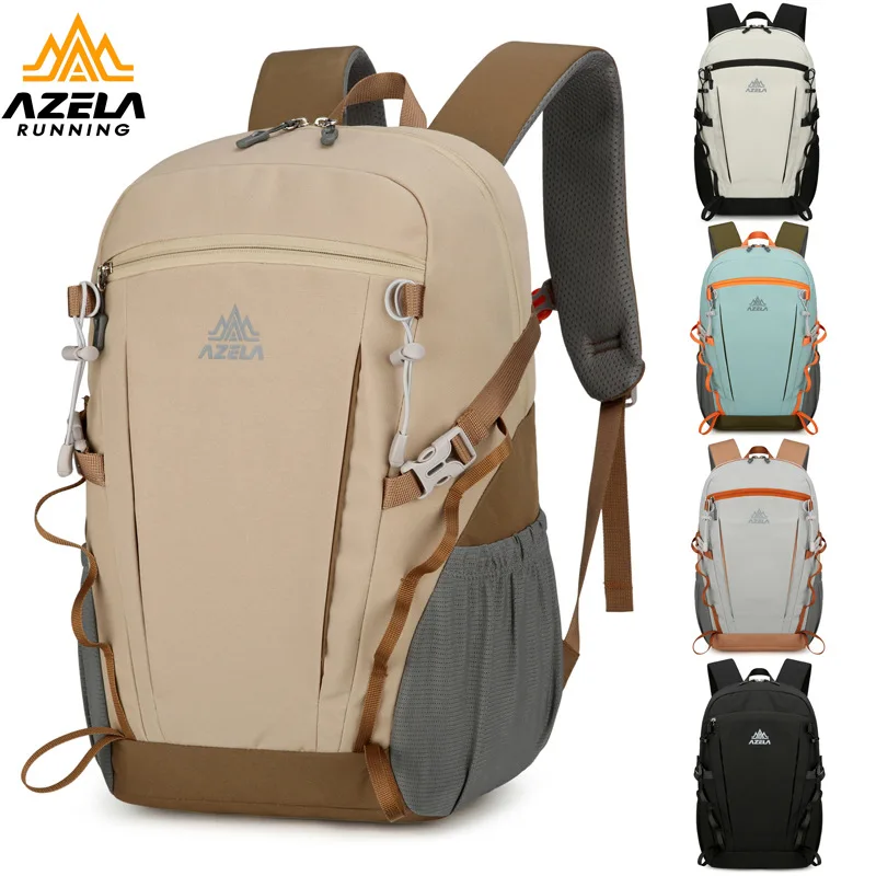 AZELA 30L Outdoor Travel Backpack Bag Unisex Oxford Cloth Wear Resistant Load Reduction Hiking Bag Pure Color Arc Shoulder Strap