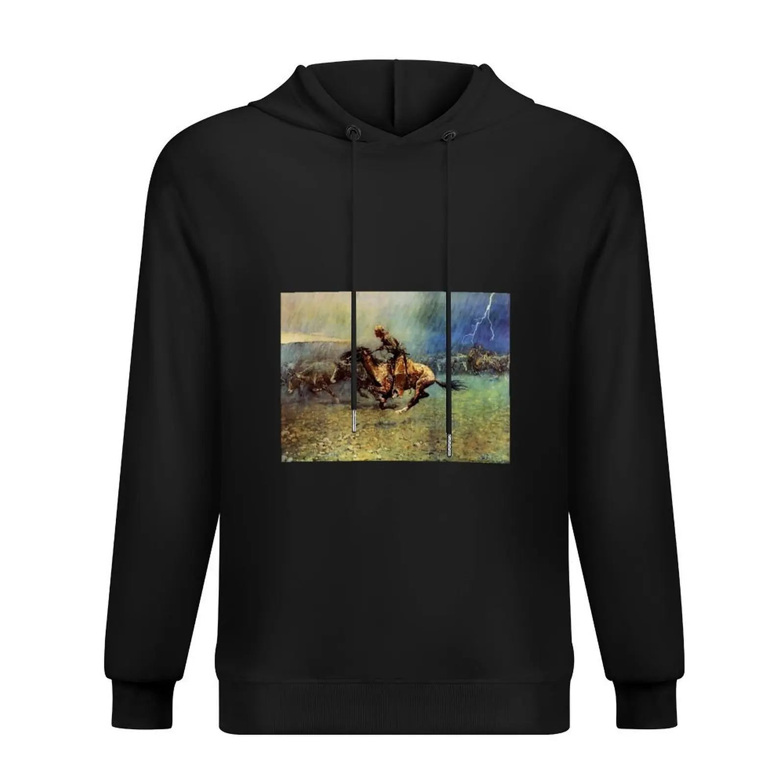 

Frederick Remington Western Art “The Stampede” Hoodie male clothes autumn men clothes pullover hoodies