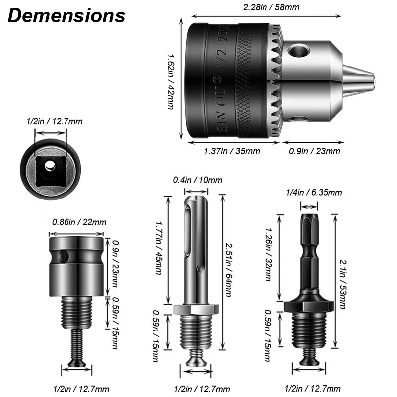 Hex Impact Driver Chave, Broca Chave Chuck Rosca, Quick Change Adaptador, Bit Biela, SDS, 1,4 \