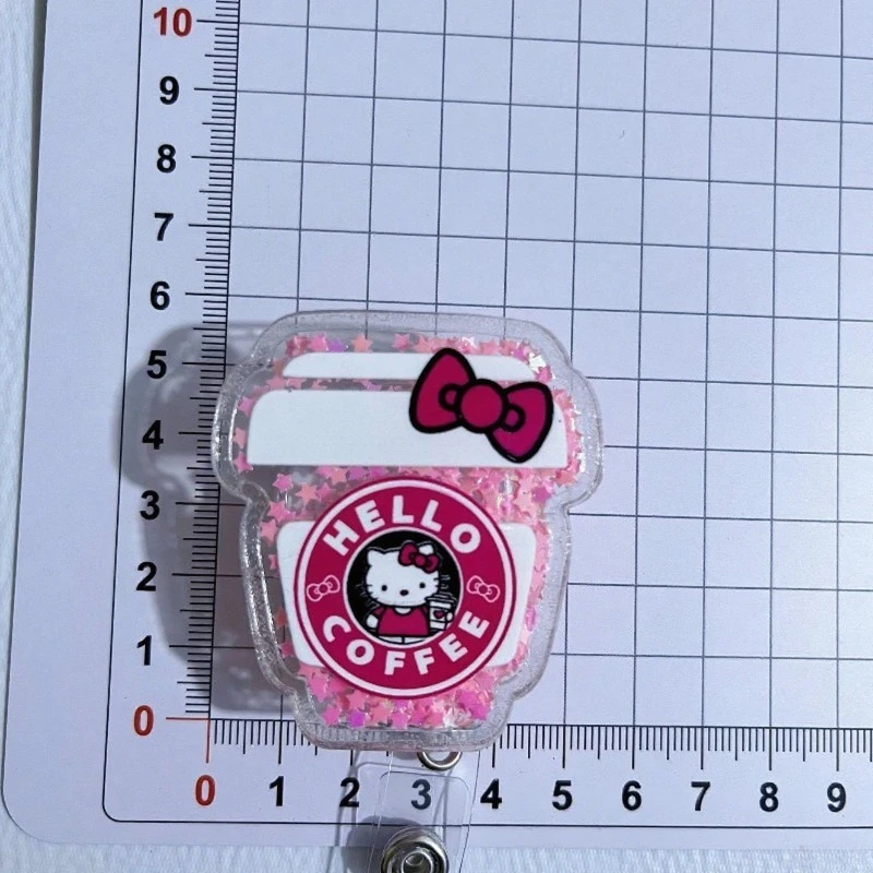 Hello Kitty nuevo insignia de enfermería acrílica brillante dibujos animados retráctil hebilla fácil de tirar Clip de identificación de estudiante accesorios de insignia