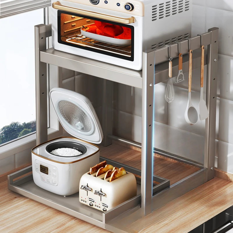 Rice cooker shelves, kitchen countertops, multifunctional tabletops, layered air fryers, microwave storage shelves