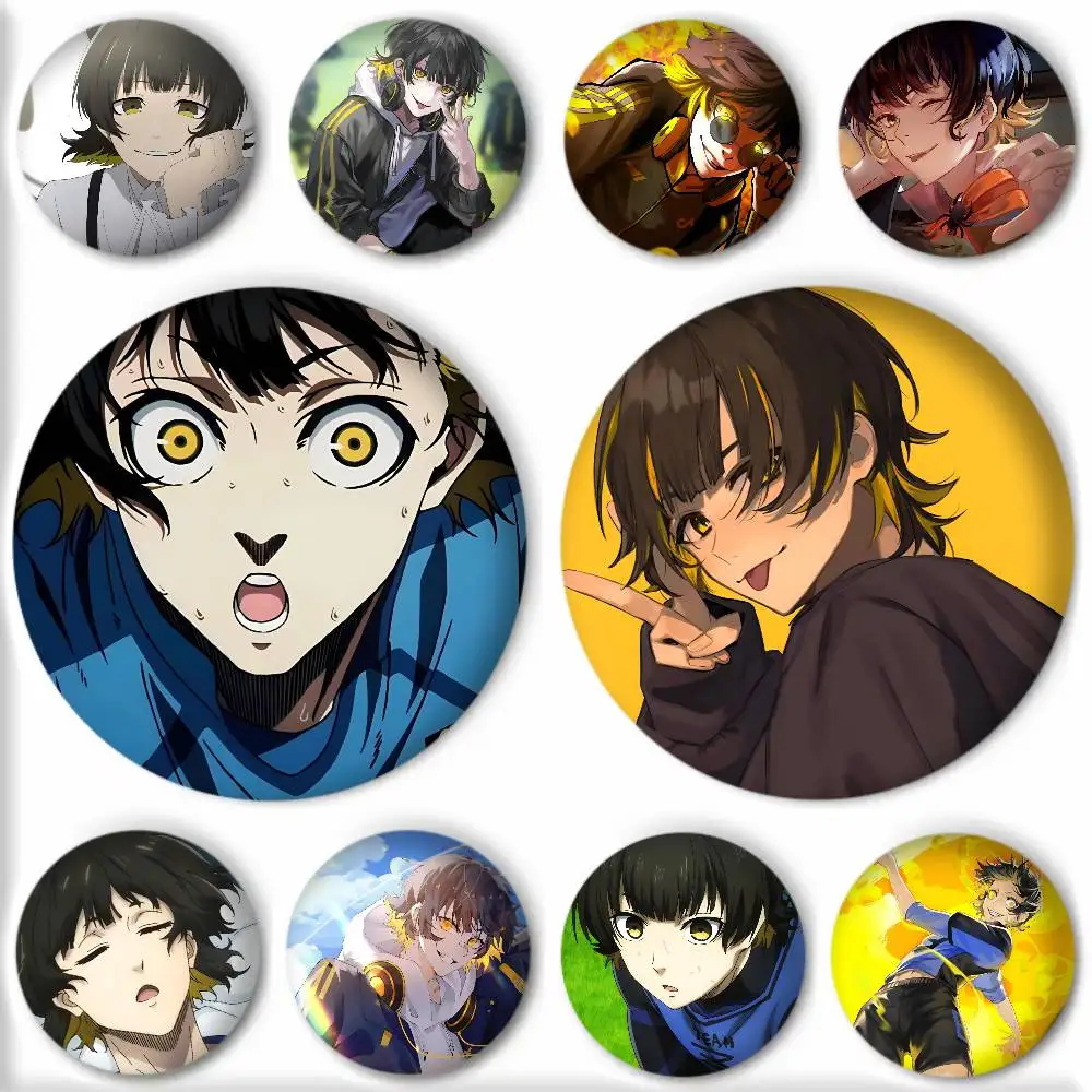 Anime Cartoon Character Meguru Bachira  Badges Round Cosplay Pin Bag Decor Fans Collect Friends Gifts Brooch