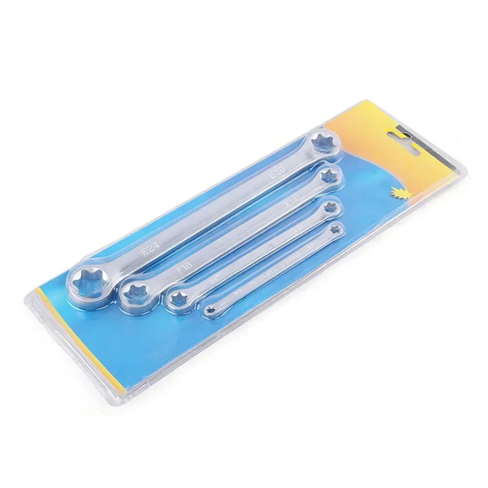 Heavy Duty E Type Wrench Spanner Set 4Pcs Star Double Torx Wrench Spanner E6 To E24 Perfect For Construction And Car Repair