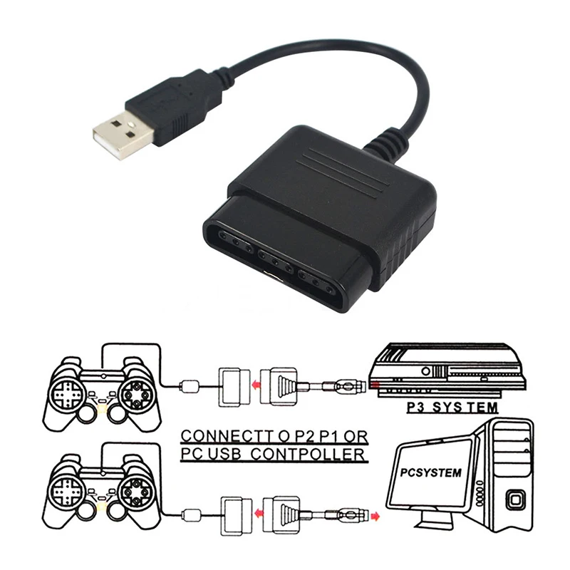 สายแปลง USB สำหรับ Sony PlayStation PS2 เป็น PS3 สำหรับเกมแพด สายต่อขยาย USB สำหรับคอนโซล PC อะแดปเตอร์สำหรับเครื่องเล่นเกม
