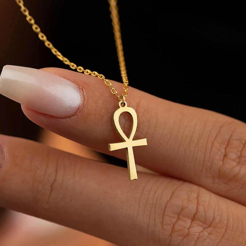 Ancient Egyptian Ankh Pendant Necklace Amulet for Life Health Luck Religious Jewelry Gift for Friends Family Sick Loved Ones