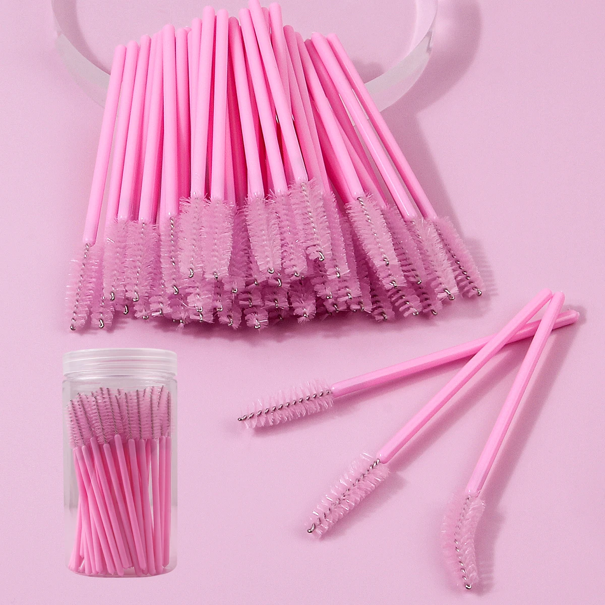 50 قطعة فرشاة ماسكارا حلزونية، تمديد الرموش، مشط تجعيد، فرشاة حواجب، أداة فرشاة مكياج معلبة محمولة متعددة الوظائف #2