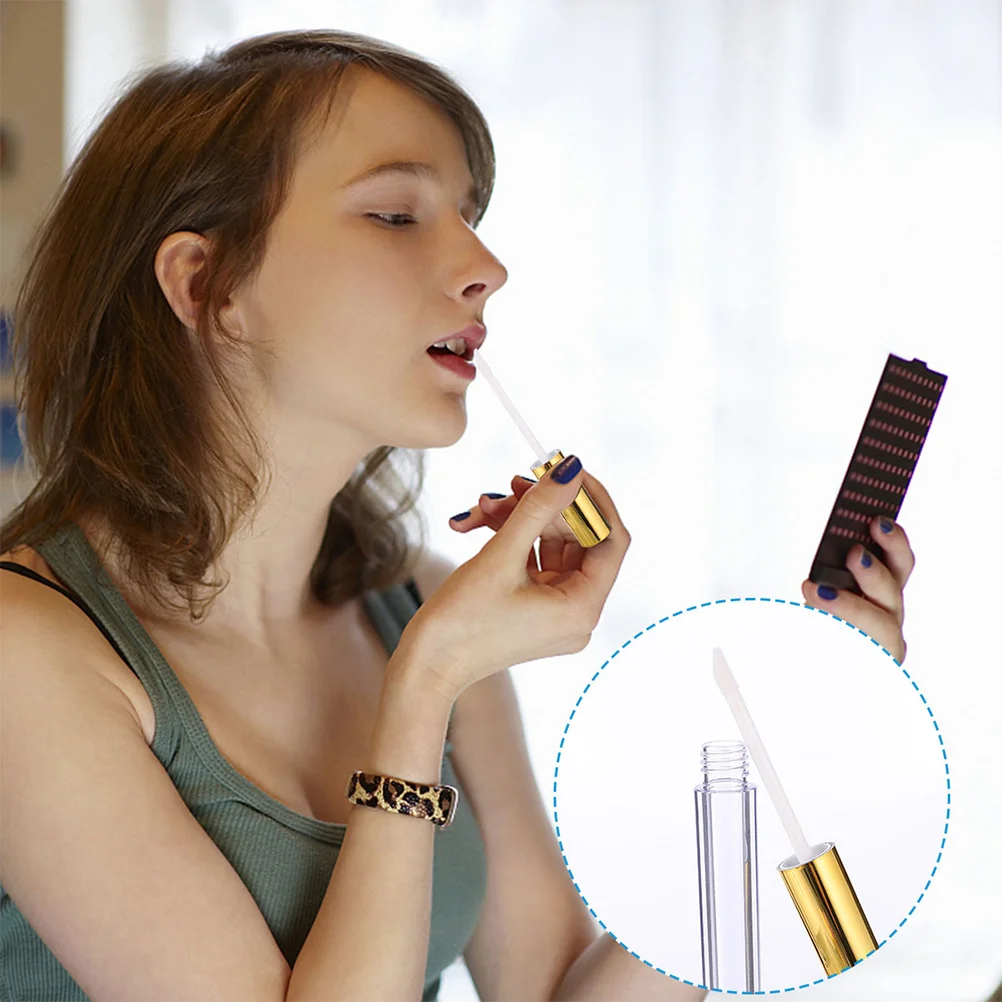 

12Pcs 5Ml Electroplated Cap Lip Gloss Empty Tubes Lightweight Portable Travel Makeup Containers for DIY Lip Liquid Oil Holder