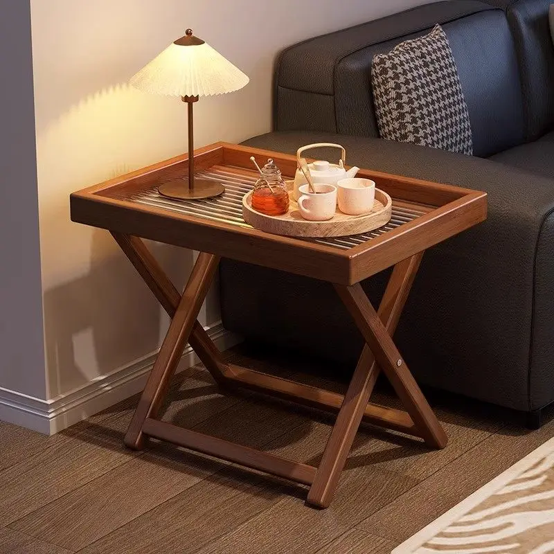 Sofa side living room Nanzhu small coffee table household small medieval side table bedroom bedside shelf balcony table