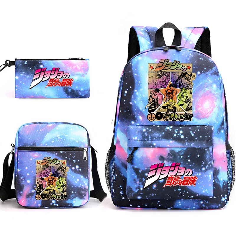 

Jojo Bizarre Adventure anime student school bag pencil case shoulder bag 3-piece set youth backpack set kids back-to-school gift