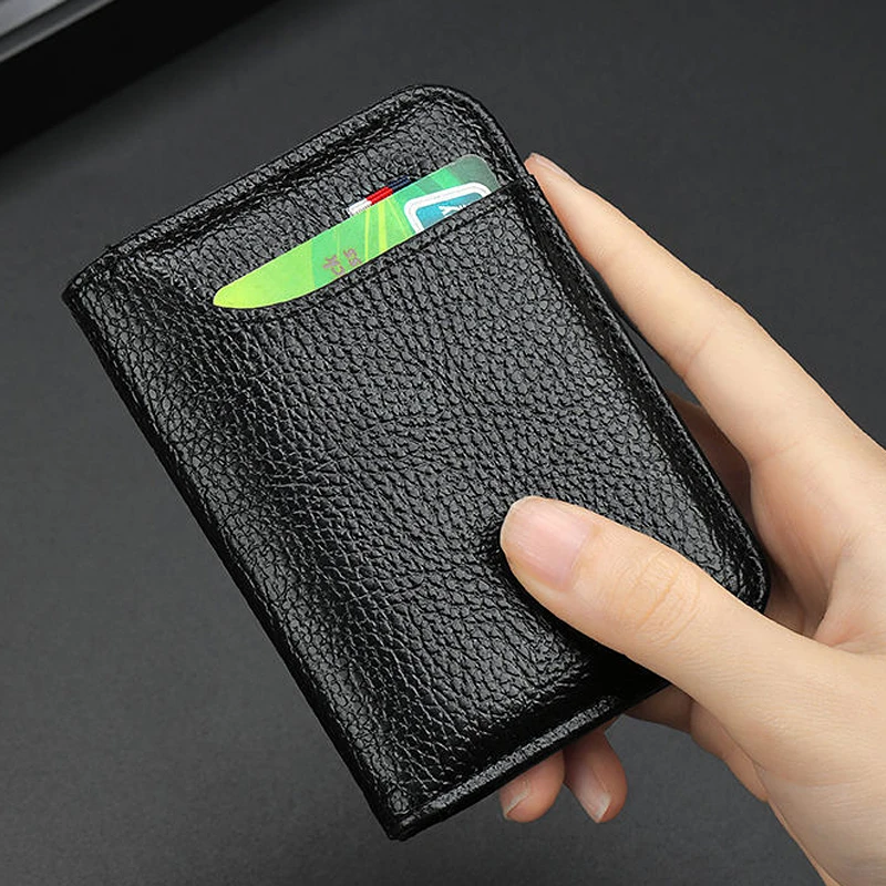 Luxe Mannen Kaarthouder Lederen Dunne Mini Mannen Portemonnee Kleine Pocket Purse Vrouwen Bank Credit Card Houder Voor Mannen card Portefeuilles