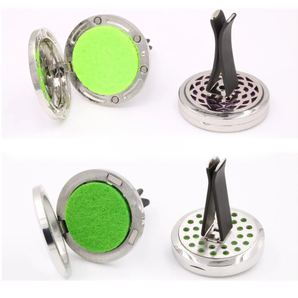 

2Pcs Car Air Freshener Clip Round Design Aromatherapy Essential Oil Diffuser Car Perfume Vent Clip Smoke Odor
