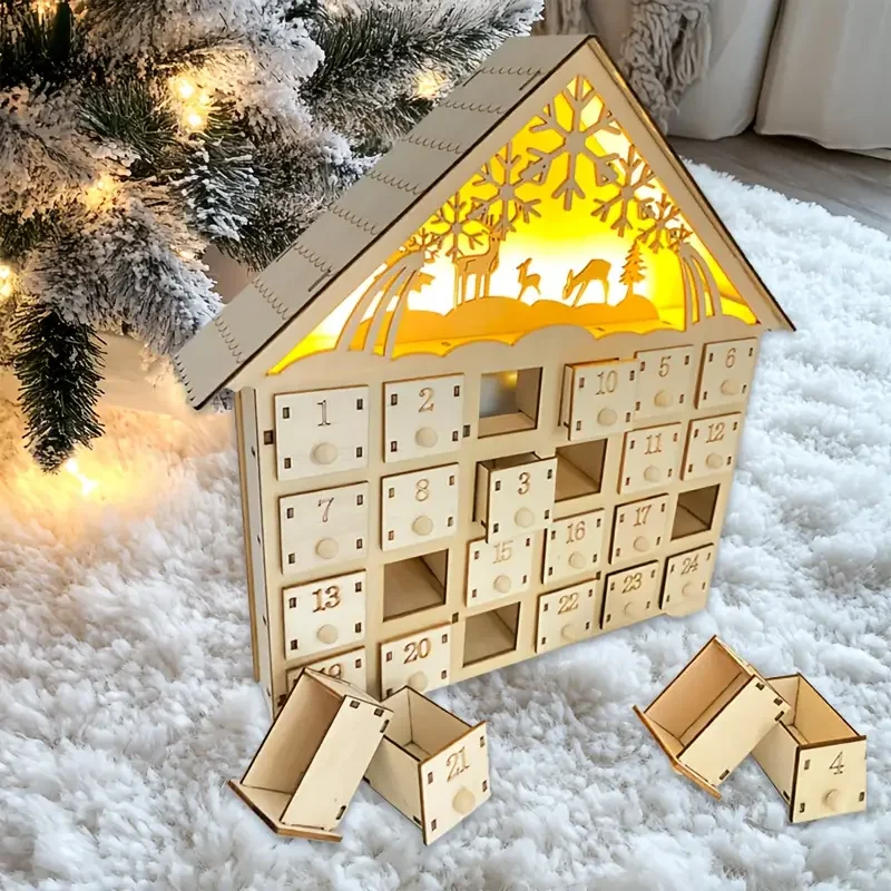 

Classic Wooden Christmas Countdown Calendar with 24 Drawers, DIY Advent Tree Decoration, Ideal Christmas Gift,Best for Christmas