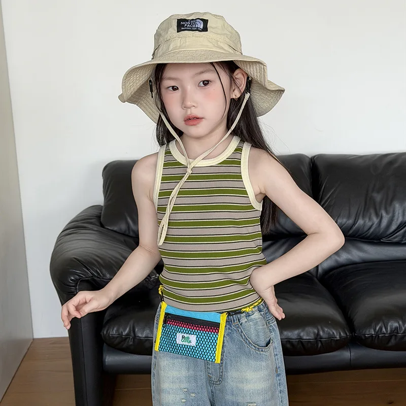 Children's Korean-style Classic Retro Striped Element Korean-style Temperament Simple High Elasticity Striped Small Vest