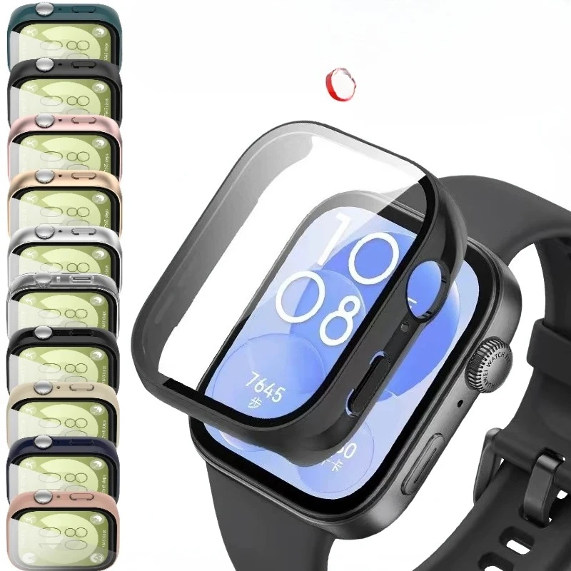 زجاج + حافظة لـ Fit 4/3 إطار مضاد للخدش شامل للشاشة غطاء حماية لساعة Huawei Watch Fit 4 pro غطاء ممتص للصدمات