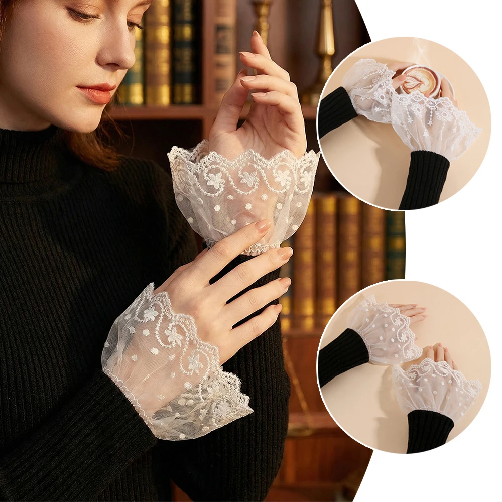 

Кружевные накладные рукава: модные съемные рукава для женской одежды, декоративные накладки на руки, защита от солнца на локтях, тонкие манжеты