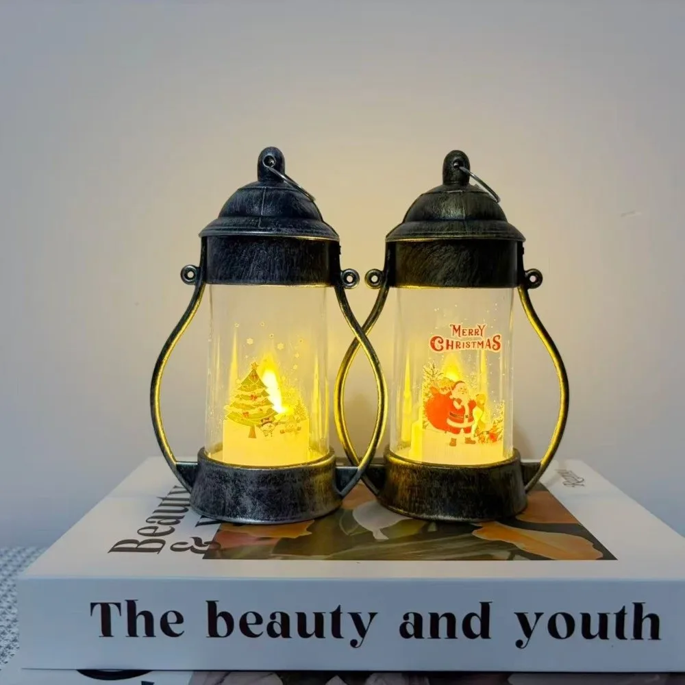 Retro Santa Claus Christmas Lantern Snowman Glowing Christmas Wind Lamp Atmosphere Durable Desktop Christmas Lamp Home