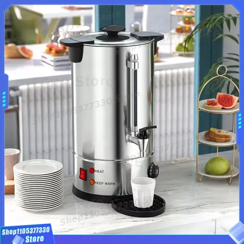 Commercial Electric Water Boiler 8-45L Stainless Steel Milk Tea Heater Catering Hot Drink Dispenser for Restaurant Cafe Use