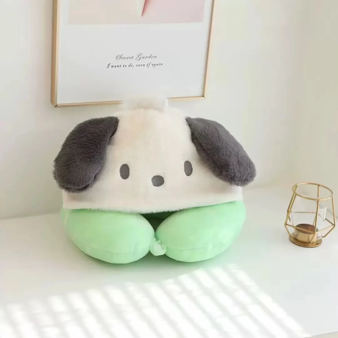 15cm Sanrio Pompompurin Kuromi Pochacco My Melod Canela animación periférica con capucha almohada en forma de U imprescindible para la oficina