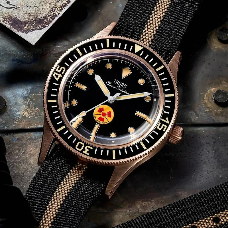 Thorn Non-Radiation Fifty Xun Tin Bronze Cusn8 Diving Watch Fashion Trend Personality Watch Nh35a Automatic Mechanical Movement