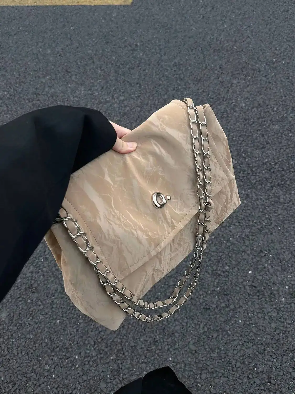 Bloom Vintage Khaki Shoulder Bags Wallet Women Retro Chain Casual Large Capacity Tote Bag Ladies Versatile Y2k Handbag 2025