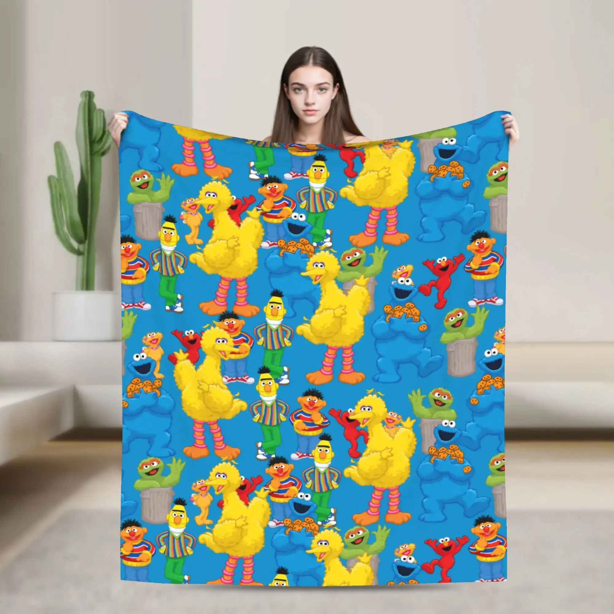 Super Warm Blanket Airplane Travel Cartoon Bedding Throws S-Sesames Streets Flannel Bedspread For Couch Bed Sofa Bed Cover