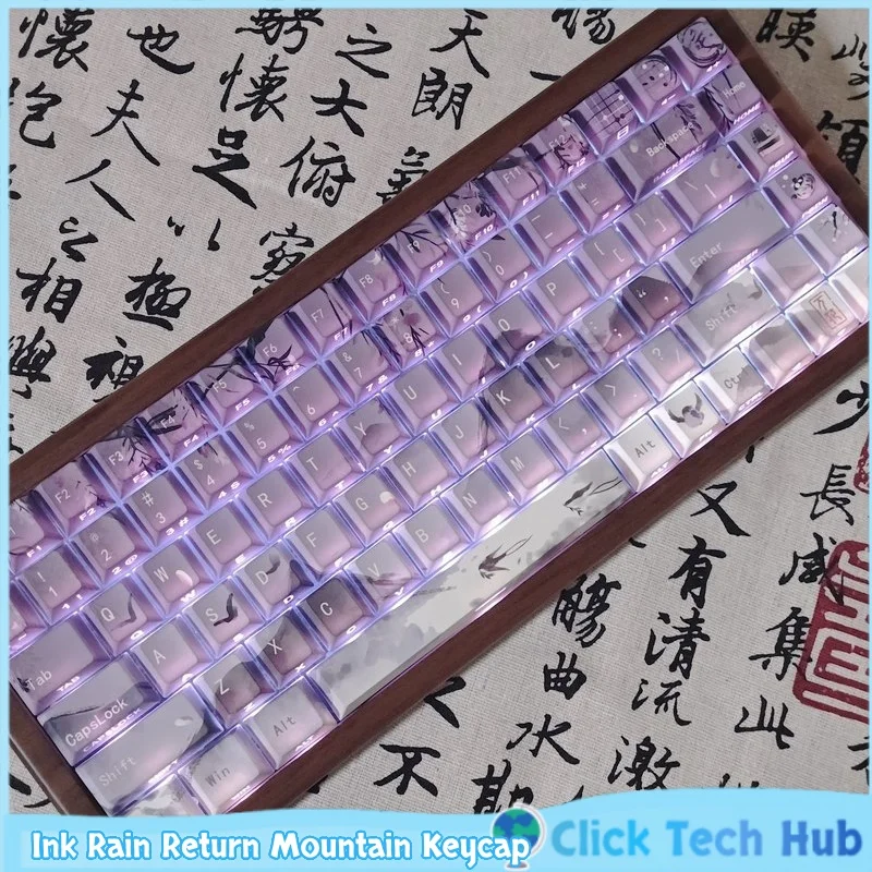 teclas-ink-rain-return-mountain-140-teclas-estilo-antiguo-cherry-color-morado-pbt-grabado-lateral-teclas-transparentes-para-teclado-mecanico