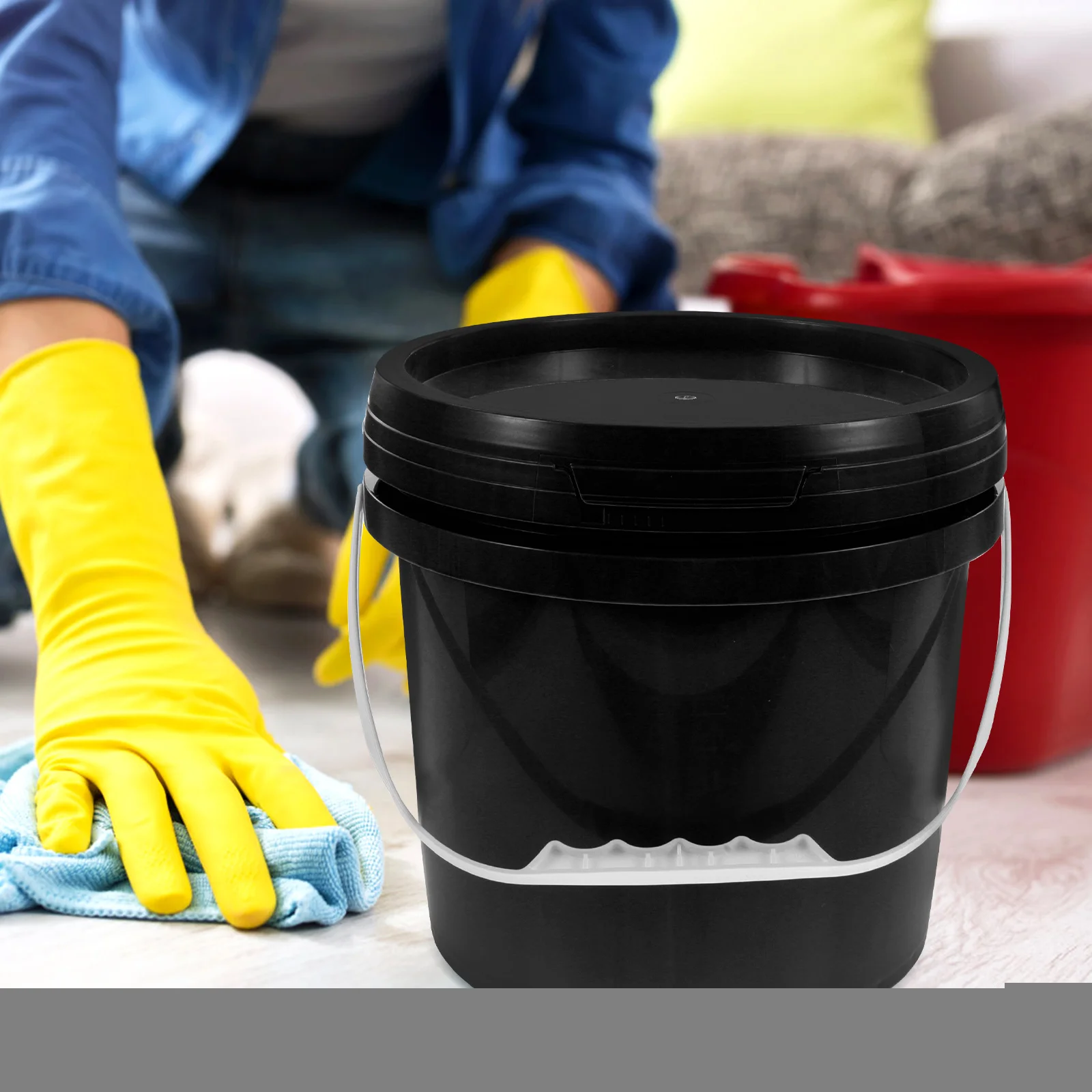 

Food Grade Sealed 5L Plastic Paint Container Storage Bucket Ergonomic Handle Airtight Lid Strong Durable Bucket For Water Oil