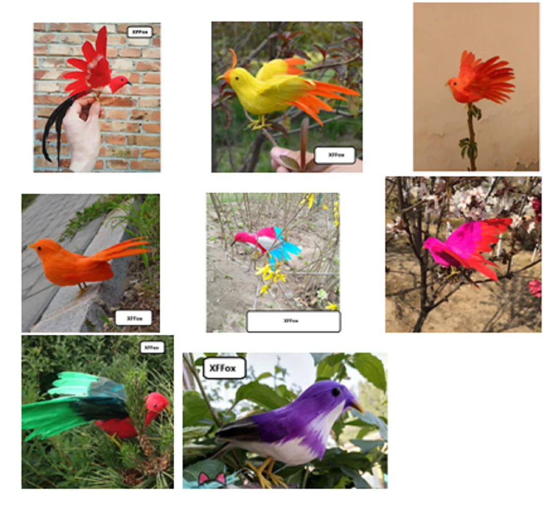 20pcs different bird model foam&feather simulation bird about 12-15cm