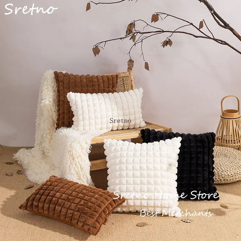 

30x50/45x45CM Plush Checkered Throw Pillow Modern Stamping Waist Cushion Decor Home Decorations Pillow Car Seat Cushions cojines