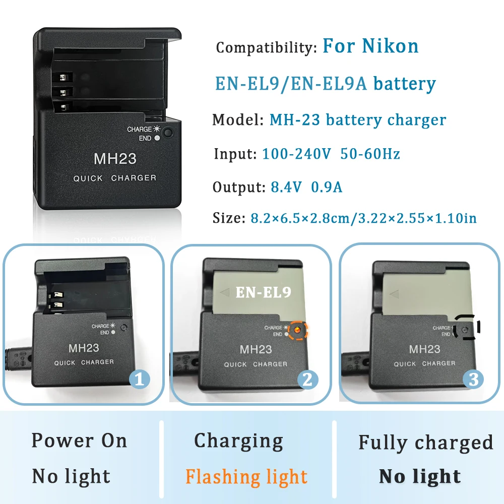 MH-23 MH23 バッテリー充電器ニコン EN-EL9 ENEL9A カメラ D40 D40X