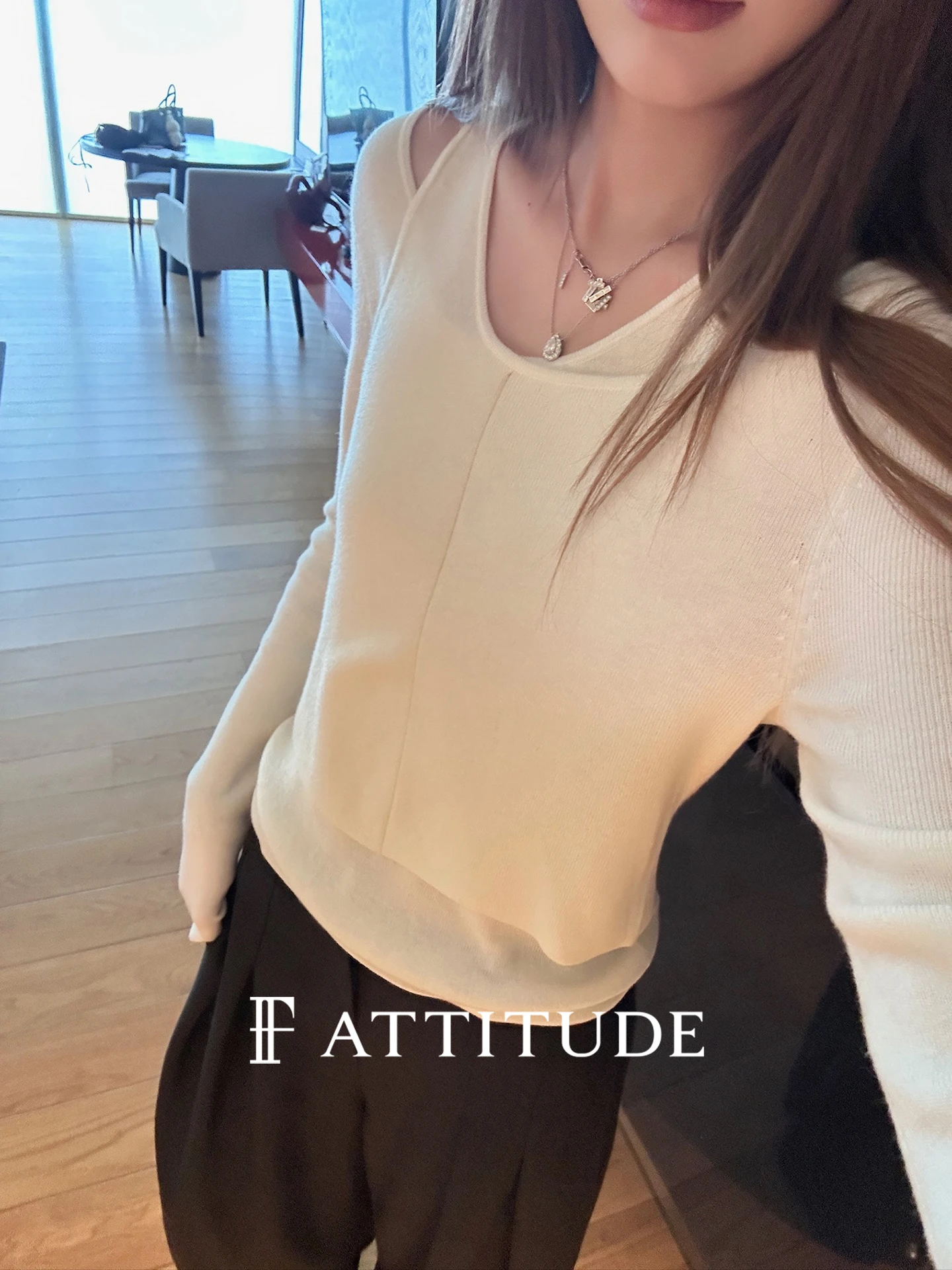 

Fighter F Attidue Cheating ape Vest Design Knitted Sweater Fake Two-Piece Long Sve round Ne Regular Length Ladieswear