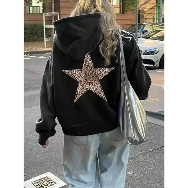 2025 Star Graphic Hoodies Y2k Leopard Print Hooded Sweatshirt Cheetah Hoodie Fashion Casual HipHop Harajuku Unisex Pullover