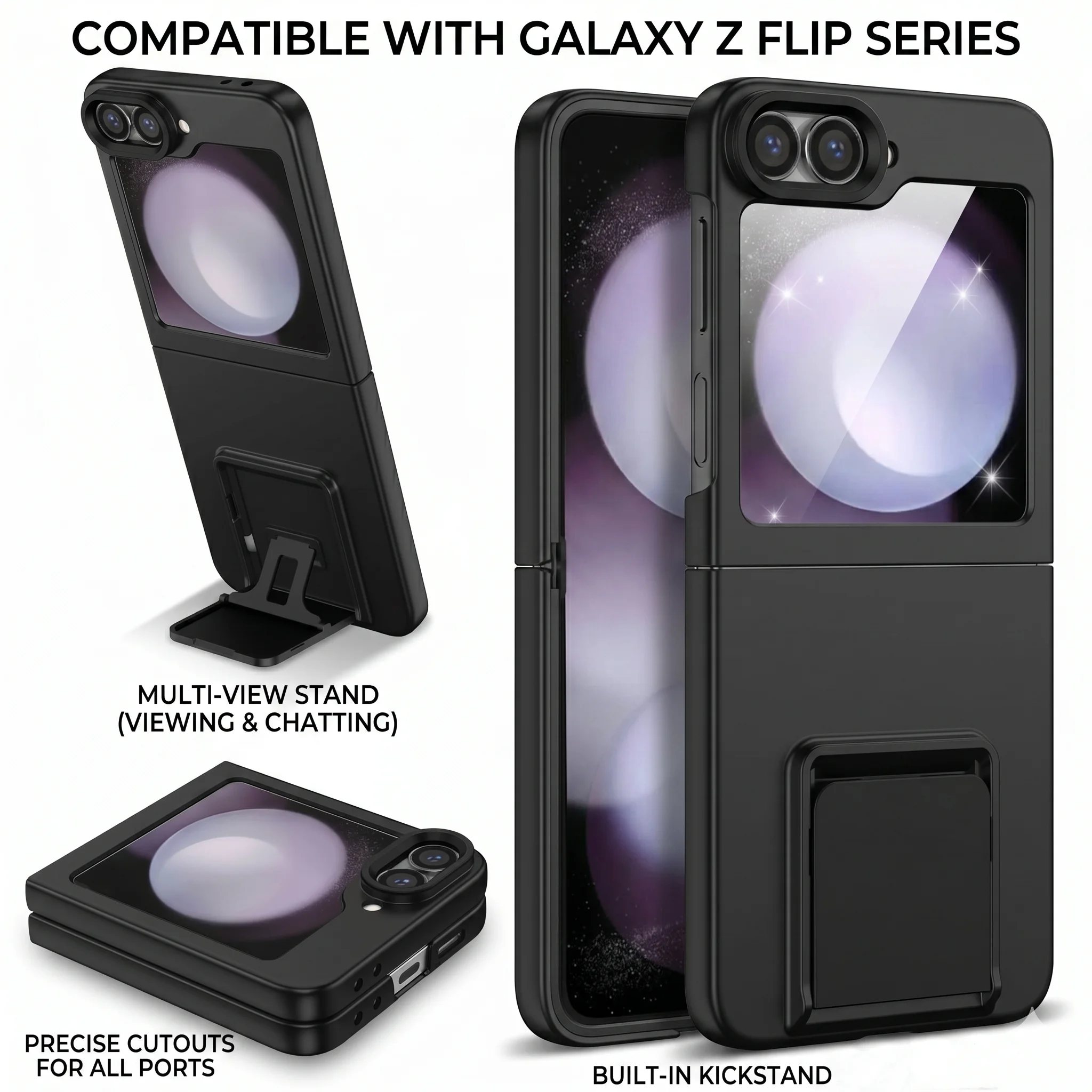 Anti-fall Kickstand Funda Case for Samsung Galaxy Z Flip7 FE 5G Flip6 Flip5 Flip 7 6 5 4 3 Flip3 Flip4 Shockproof Phone Cover