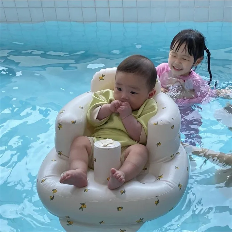 Portable Baby Inflatable Sofa Chair Pool Float Seat with Back Support Anti-Fall Bath Stool -Soft And Comfortable for Little Ones