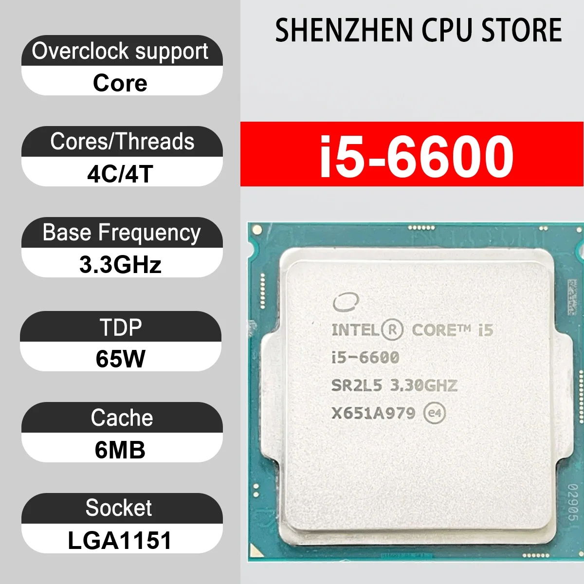 Intel Core i5-6600 4 Core 4 Thread 3.30GHz 65W 6MB Cache 14nm LGA1151 SR2L8 DDR4-2133 MHz Skylake HD Graphics 530