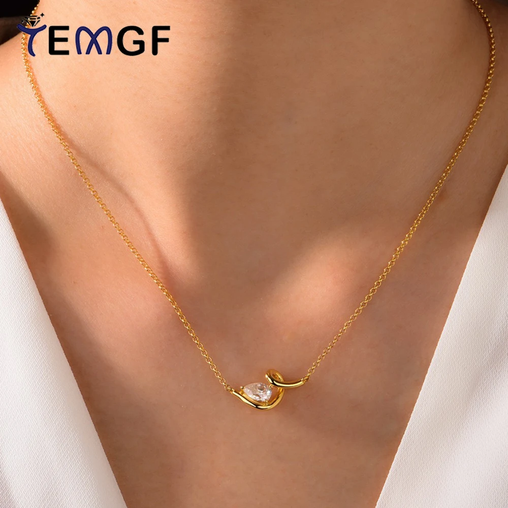 

Ожерелье с подвеской из настоящего муассанита TEMGF 5*7 мм с сертификатом, стерлинговое серебро 925 пробы, позолоченное 18-каратное золото на шею, ювелирные украшения для женщин