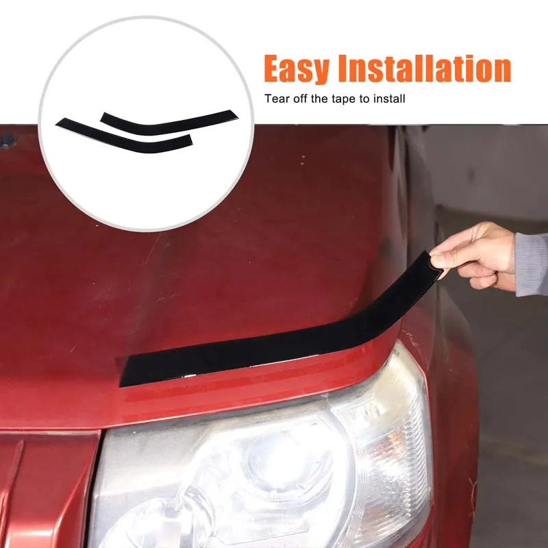 

For 2007-2012 Land Rover God Walker 2 front headlight eyebrows decorative strips Decorative stickers Glue/gloss black 2pcs (soft